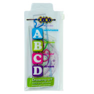 Комплект "ABCD": Лінійка 15см, 2 косиньця, транспортир, прозорий