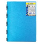 Блокнот на пруж. Metallic  А4, 80 л, кл., синий, пласт.обл.