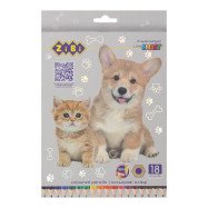 Олівці кольорові, 18кол., СОБАКИ ТА КОТИ, шестигранний, SMART Line