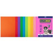 Набір кольорового паперу А4, 80г/м2, NEON+INTENSIV, 10кол., 20арк.
