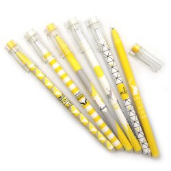 QX-1810-2 Ручка детская гель стираемая  "Yellow", ,синяя mix 12шт/этик