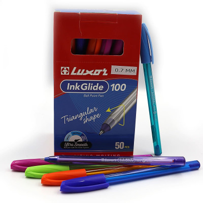 16700 Ручка шариковая "Luxor" "IncGlide ICY" треуг копрус mix синяя. 0,7мм (16702)