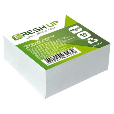 Блок бумаги для заметок 80х80х40мм не клеенный белый Fresh Up