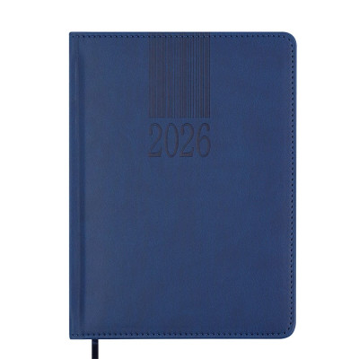 Ежедневник датиров. 2026 CODE, A5, синий, штуч. кожа/поролон