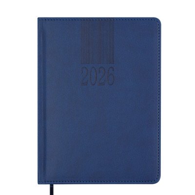 Ежедневник датиров. 2026 CODE, A5, синий, штуч. кожа/поролон