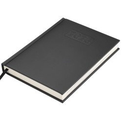 Щоденник датов. 2026 GENTLE, A5, чорний, штуч. шкіра/поролон