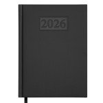 Щоденник датов. 2026 GENTLE, A5, чорний, штуч. шкіра/поролон