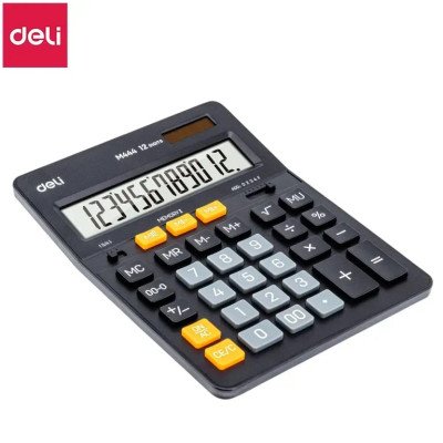 Калькулятор настольный Deli EM444 черный 12 разряд,155*200х7мм пластиковый корпус