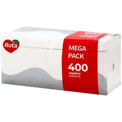 Салфетки 24*24 , белые 1-но слойные 400 шт. Ruta