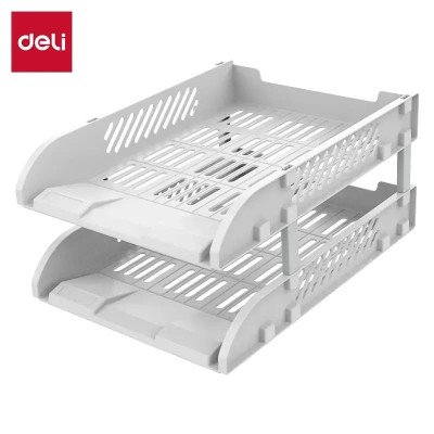 Лоток горизонтальный  пластик Deli E9216 серый 2 отделения
