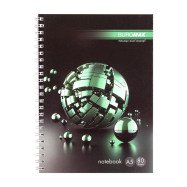 Тетрадь на пружине SPHERE А-5, 80л., клетка, картонная обложка, зеленый