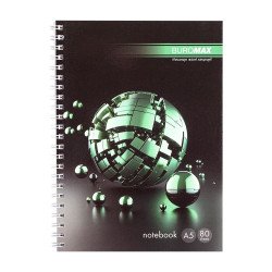Зошит на пружині SPHERE А-5, 80арк., клітинка, картонна обкладинка, зелений