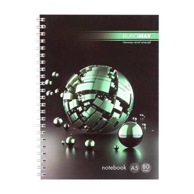 Тетрадь на пружине SPHERE А-5, 80л., клетка, картонная обложка, зеленый