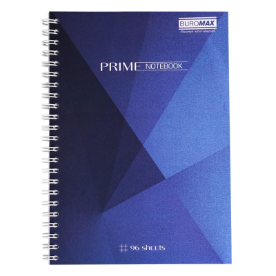 Тетрадь на пружине PRIME А5, 96л., клетка, в картонной обложке, синий