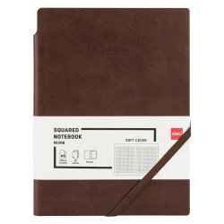 Записная книжка Deli EN130G коричневый А5 96ар клетка 80гр тв.обложка