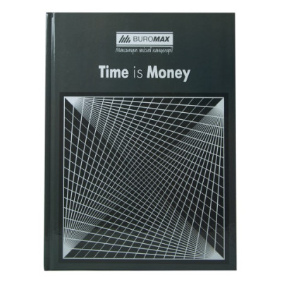 Книга обліку "TIME IS MONEY" 96 арк/кліт.оф.(тв. лам. обл), А4, сірий