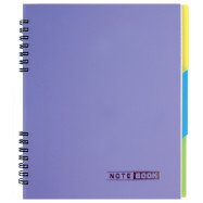 Блокнот В5 120л. на спирали с 3 раздел., пластик. синий