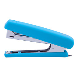 Степлер пластиковый RUBBER TOUCH до 12 л.(скобы №10), голубой