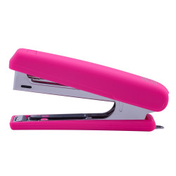 Степлер пластиковый RUBBER TOUCH до 12 л. (скобы №10), розовый