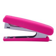 Степлер пластиковый RUBBER TOUCH до 12 л. (скобы №10), розовый
