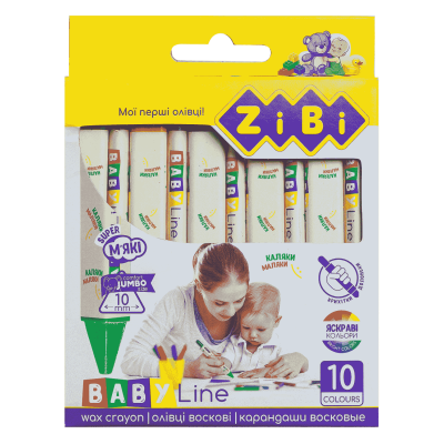 Карандаши восковые JUMBO, 10 цветов, треугольные, BABY Line
