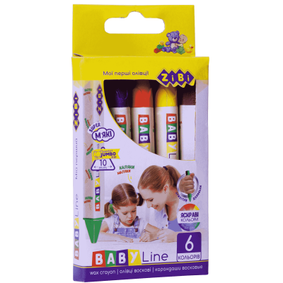 Карандаши восковые JUMBO, 6 цветов, треугольные