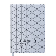 Ежедневник датированный 2019 RELAX, A6, 336 л, серебро