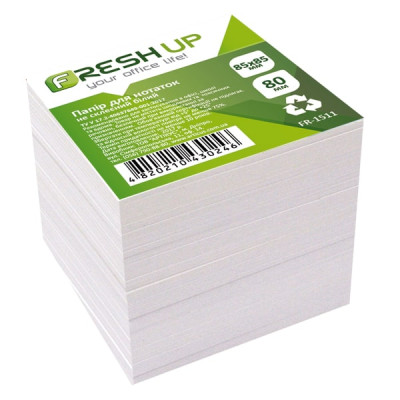 Блок бумаги для заметок 85х85х800л, не клеенный, белый Fresh Up
