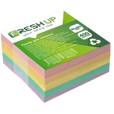 Блок бумаги для заметок 85х85мм, 400 л, клеенный, класика Fresh Up