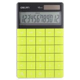 Кальк-р бухг. Deli 1589-G зелений 12 разряд, 165х103х12,5 яскравий корпус, безшовнi кнопки