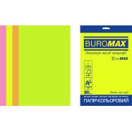 Папір кольоровий Euromax 80г/м2, NEON, 4 кольора, 20арк.