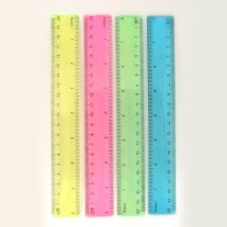 23875-2 Лінейка пластикова прозора 20см, mix4 1шт/этик