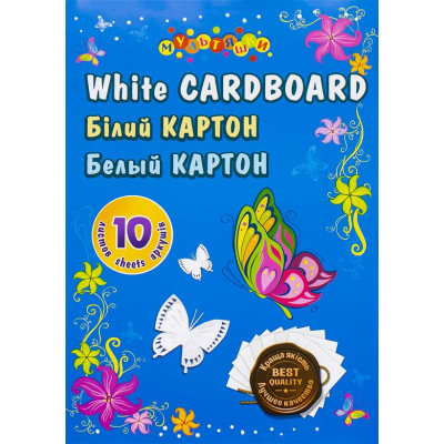 Белый картон А4 10 листов "Коленкор" 7582/7583 Аляска