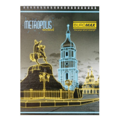 Блокнот на пружині зверху METROPOLIS, А-4, 48арк., клітинка, картонна обкладинка, синій