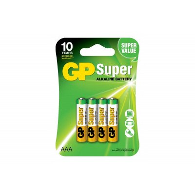 Батарейка блистер 4шт GP SUPER ALKALINE, 24A-U4, LR03, AAA
