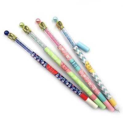 DSCN5757 Ручка стираемая с игрушкой со стразами "Корона" синяя, PVC бокс, mix, 12шт/этик.