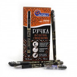7777 Ручка гелева стираема J.Otten, 0,5мм,толст. наконечн.чорна, 12шт/этик. UA