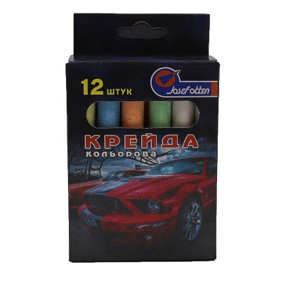 Мел цветн. круглый Josef Otten "Mustang"8*0,9см,6цв.12шт.карт.уп.с держ.1шт/этик. UA