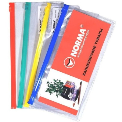 папка на молнии, 230*118 мм (для билетов), PVC 180мкн, 5059, NORMA