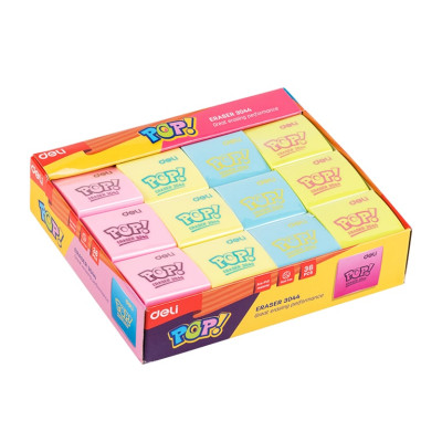 Ластик Deli 3044 микс квадрат POP 35х35х11мм супермягкий в  упаковке
