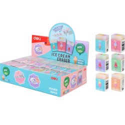 Ластик Deli EH301 микс прямоугольный Ice Cream 37х25х17мм синтетический цветной
