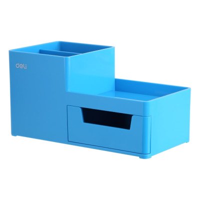 Подставка д/ручек Deli EZ25130 голубая 4 отделения пластик 175*90*92mm