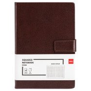 Записна кн Deli EN138G корич А5 96ар клiтк 80гр тв.обкл.з ремiн.
