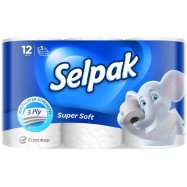Бумага туалетная целлюлозная по 12 рулонов 3-х слойная белая  SELPAK