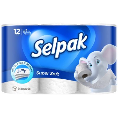 Папір туал. целюлоз., по 12 рул., 3-х шар., білий  SELPAK