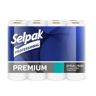 Бумага туалетная целлюлозная Premium, по 24 рулона 3-х слойная 18,6м, белый SELPAK PRO