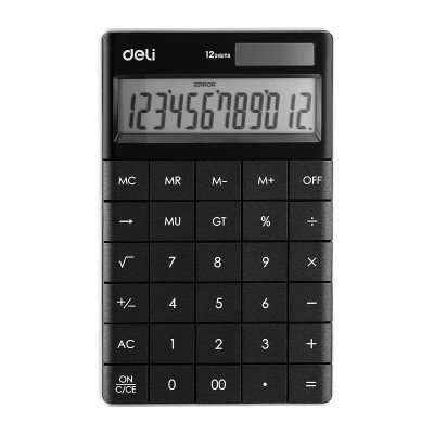 Калькулятор бухгалтерский Deli 1589P черный12 разрядов 165х103х15 безшовные кнопки