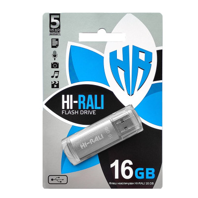 Накопичувач USB 16GB Hi-Rali Rocket серiя срібло