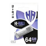 Накопичувач 3.0 USB 64GB Hi-Rali Rocket серiя срібло