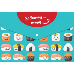 Папка-конверт А5 непрозр.  на кнопке  Optima Sushi , 180 мкм